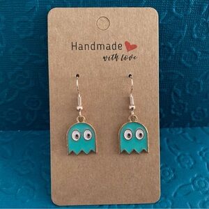 Inky Pac-Man blue ghosts earrings- Handmade